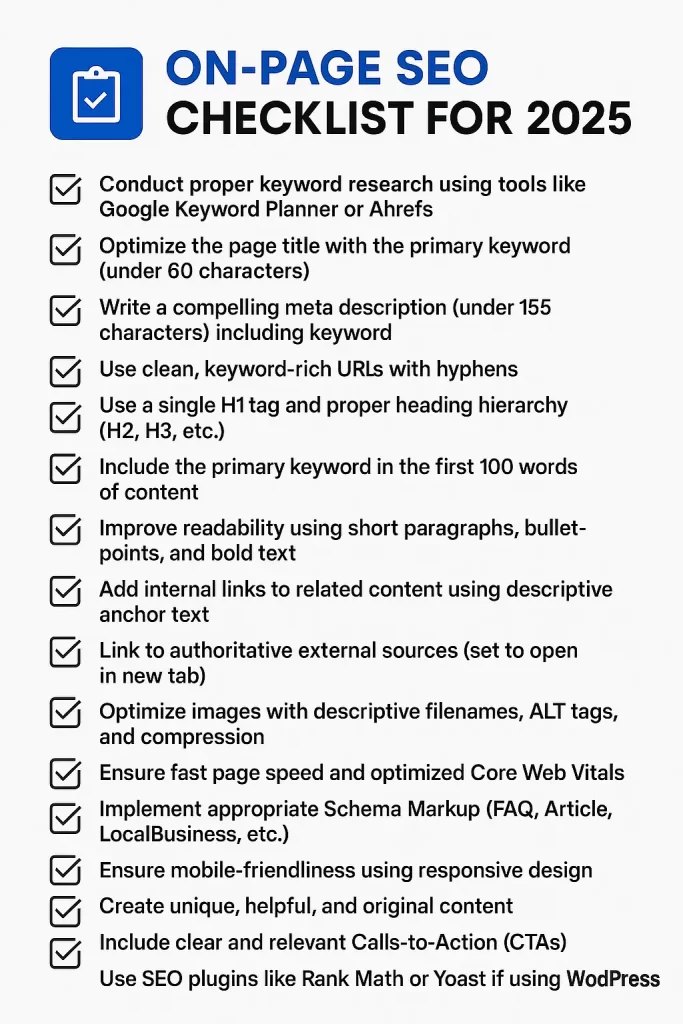 On-Page SEO Checklist for 2025